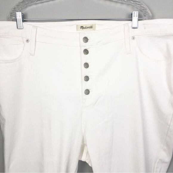 MADEWELL | NEW White 9” Mid-Rise Skinny Jeans Exposed Button Fly Women’s Size 37 - Picture 5 of 13